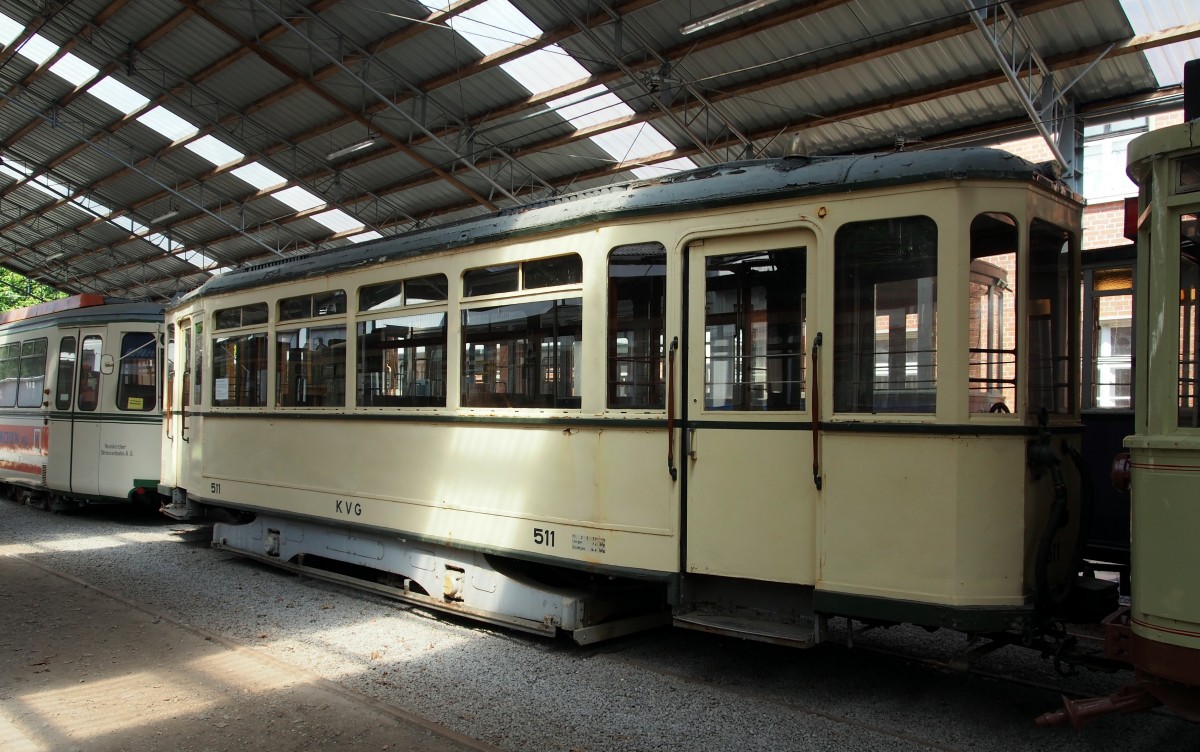 Beiwagen B 2 Nr. 511 von Credé, Baujahr 1940 ehemals in Kassel im Einsatz steht im Strassenbahnmuseum Sehnde/Wehmingen am 15.06.2014.