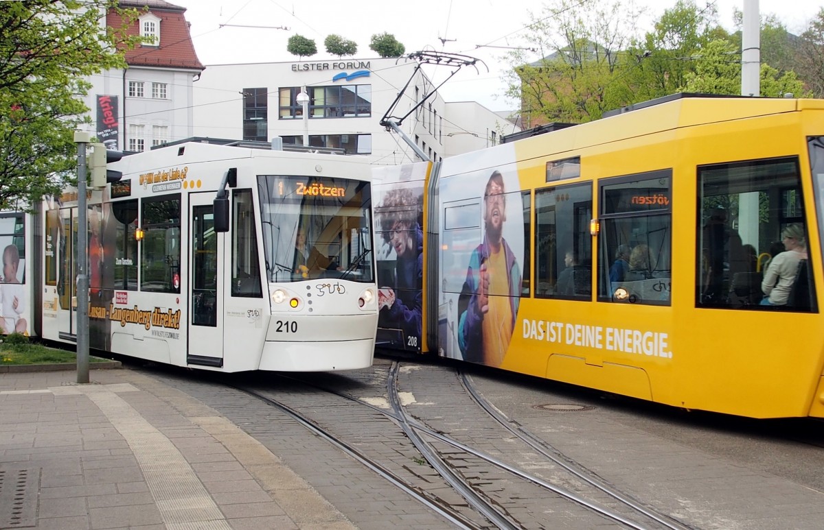 NGT 8 G Nr.210 von Alstom, Baujahr 2008, in Gera am 30.04.2015.