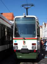 augsburg-stadtwerke-augsburg/643202/m-8-c-nr8005-von-manduewag M 8 C Nr.8005 von MAN/Düwag Baujahr 1985 beim jubiläum 120 Jahre Strassenbahn in Augsburg am 30.09.2018.