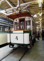T 2 Nr.4 von AEG Baujahr 1894 im Tram-Museum Halle am 20.07.2019.