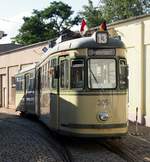 nurnberg-vag-verkehrs-aktiengesellschaft-nurnberg/618300/gt-6-nr305-von-man-baujahr GT 6 Nr.305 von MAN Baujahr 1962 vor dem Strassenbahnmuseum St. Peter in Nürnberg am 29.06.2018.