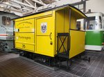 dresden/495297/postwagen-nr35-der-1000mm-spur-im Postwagen Nr.35 der 1000mm Spur im Strassenbahnmuseum in Dresden am 09.04.2016.