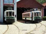 porto-sociedade-de-transportes-colectivos-do-porto-stcp/611968/carro-el233trico-no274-und-275-vor Carro Elétrico No.274 und 275 vor dem Tram Museum in Porto am 15.05.2018.