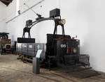 Zorra No.66 für Kohletransport erbaut von Brill Comp. USA im Trammuseum in Porto am 15.05.2018.