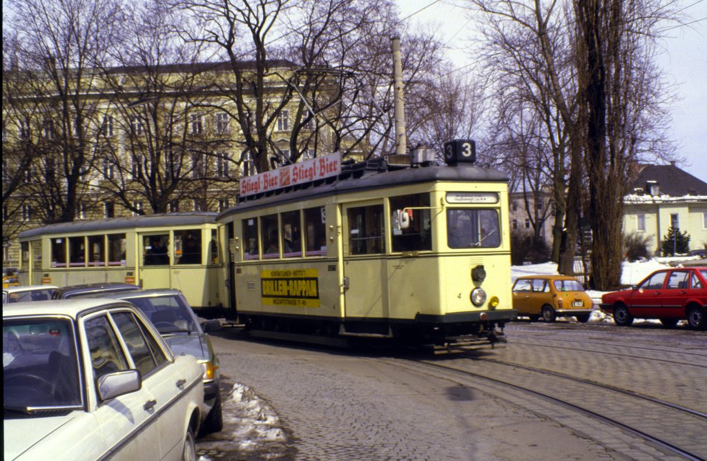 Linzer Strassenbahn, im Mrz 1984. - Diascan.