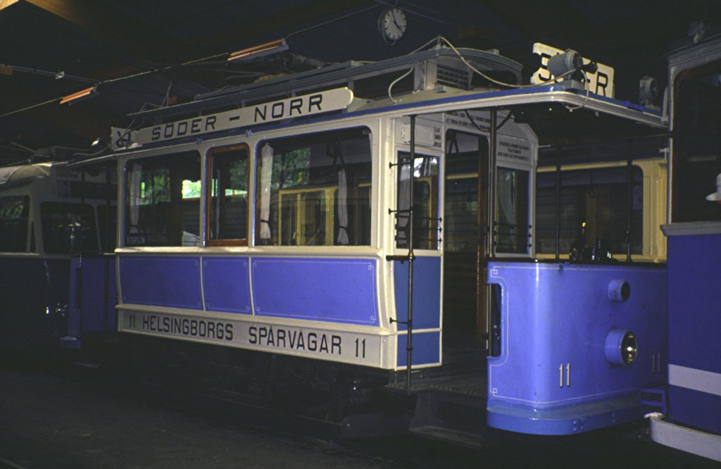 Strassenbahnmuseum Malmkping, Tram Nr.11 ehemals Helsingborg, am 17.08.1994 - Diascan.