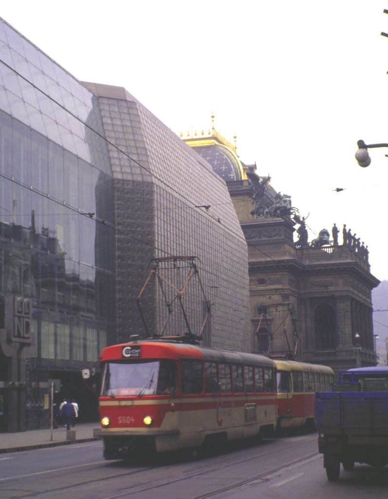 Tatra T 3 Nr. 5504 Strassenbahn in Prag, im Mrz 1991.