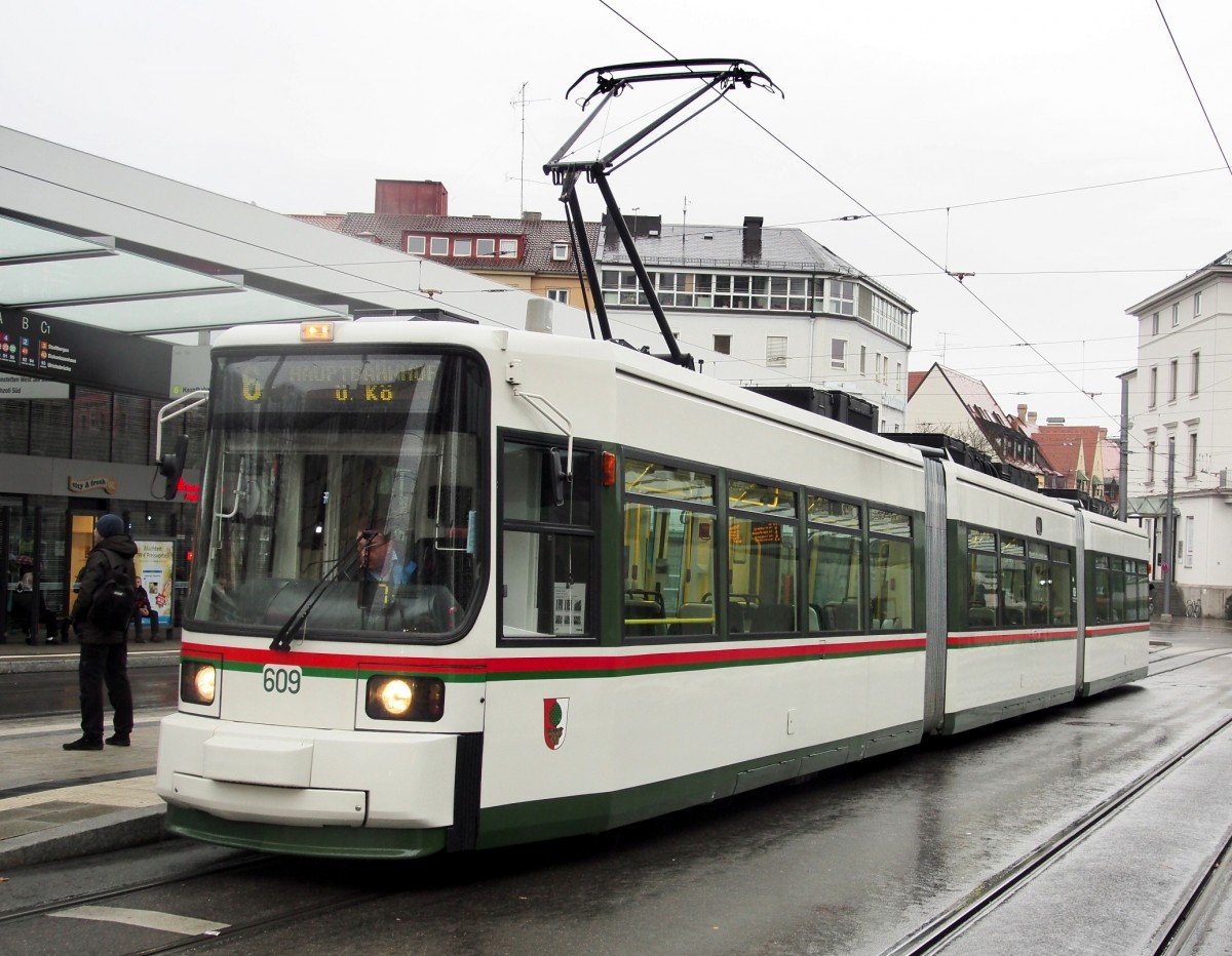 GT 6 M Nr.609 von Adtranz / IF-TEC, Baujahr 1996, in Augsburg am04.12.2015.