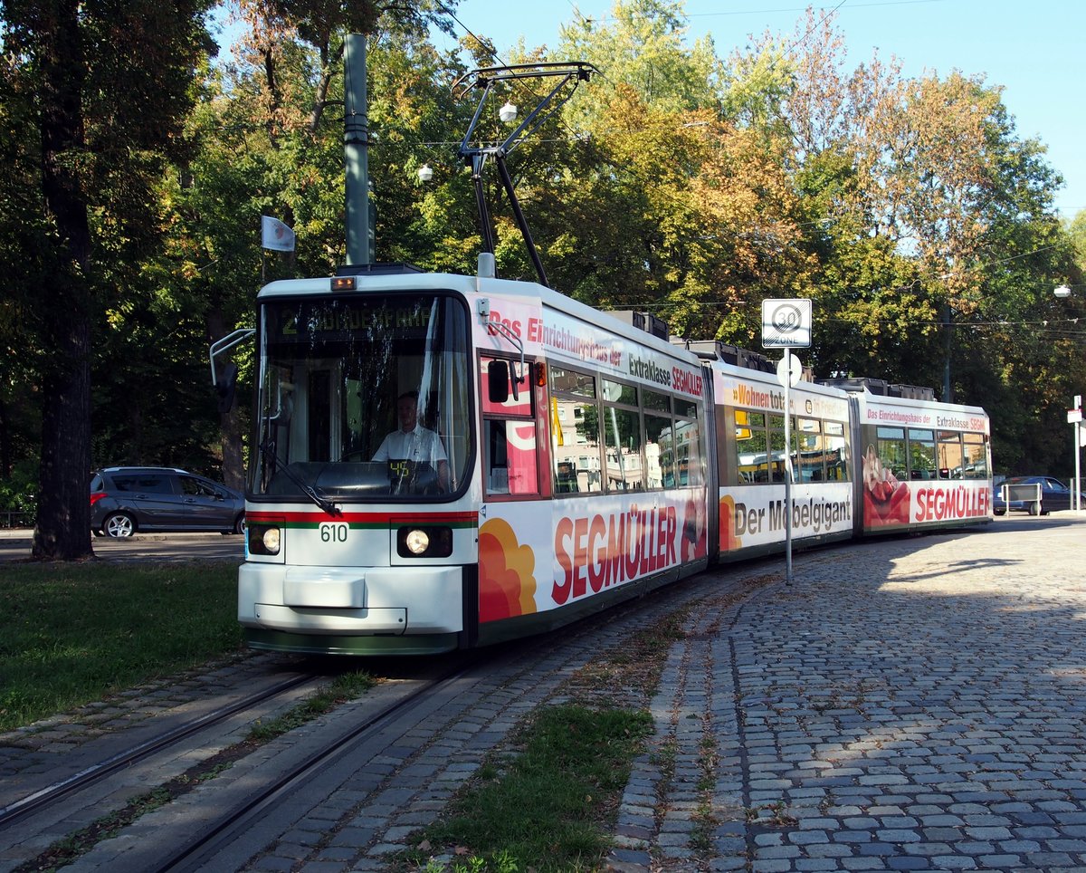 GT 6 M Nr.610 von Adtranz/IF-TEC Baujahr 1996 in Augsburg am 30.09.2018.