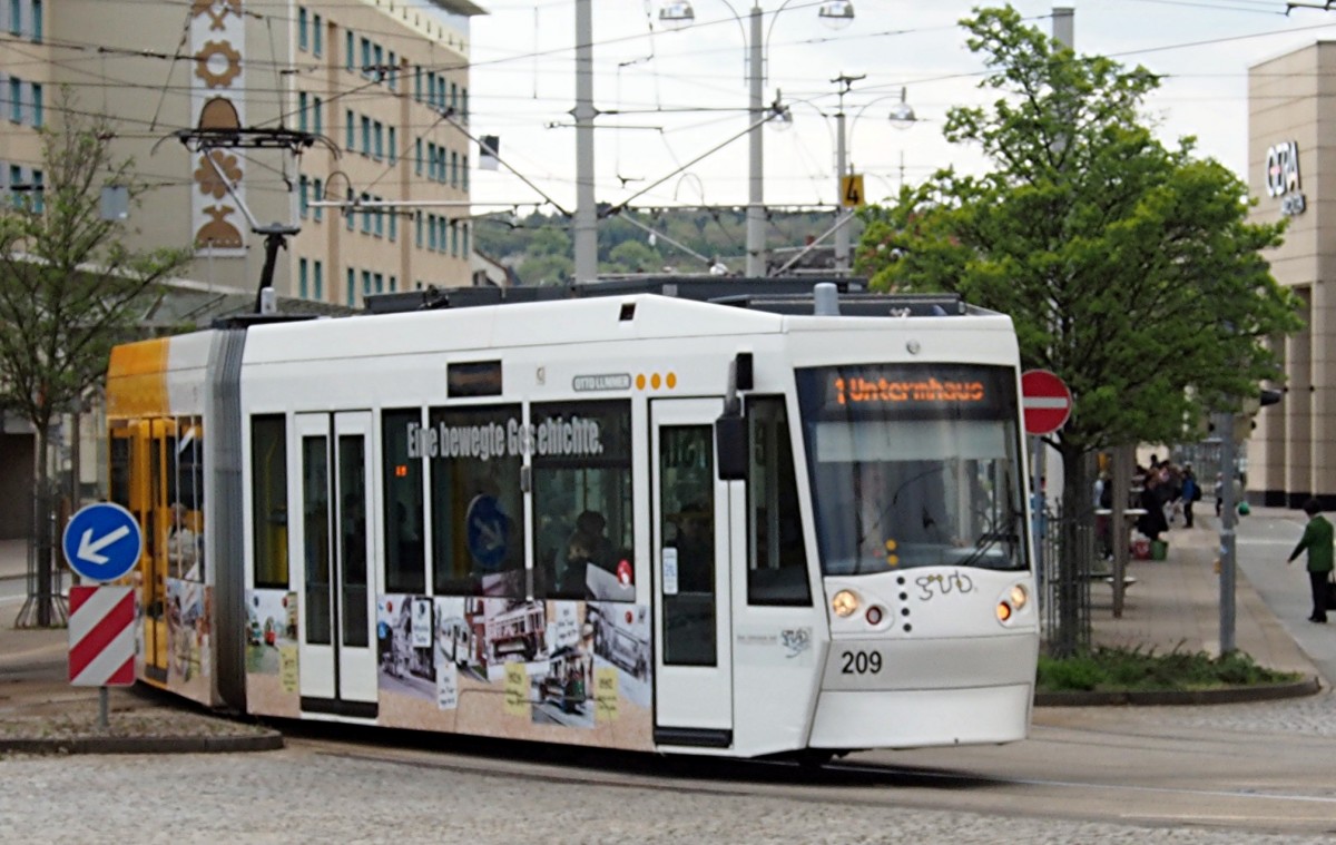NGT 8 G Nr.209 von Alstom, Baujahr 2008, in Gera am 30.04.2015.