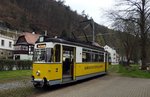 Triebwagen T 57 Nr.2 von VEB Gotha, Baujahr 1957 beim Kurpark (Endstation) Bad Schandau am 11.04.2016.