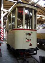 Beiwagen B 2 Nr.269 von Niesky Baujahr 1925 im Straßenbahnmuseum Halle am 20.07.2019.