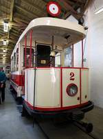 T 2 Nr.2 von MAN Baujahr 1911 im Tram-Museum Halle am 20.07.2018.