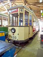 T 2 Nr.410 von Lindner Baujahr 1928 im Tram-Museum in Halle am 20.07.2019.