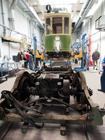 T 2 Nr.701 von MAN Baujahr 1913 ist zur Fahrgestellrevision in der Werkstatt in Nürnberg am 15.10.2016.