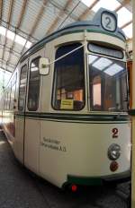 GT 4 Nr.2 von der Maschinenfabrik Esslingen, Baujahr 1961, ehemals in Neunkirchen, im Straßenbahnmuseum Shnde/Wehmingen am 15.06.2014.
