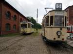 Triebwagen T2 Wagen Nr.389 und 218 für Museumsfahrten im Straßenbahnmuseum Sehnde/Wehmingen am 15.06.2014.