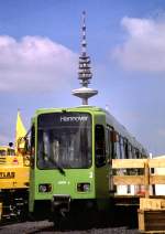 Kombinierte Straßen- und U-Bahn 6091a für Hannover bei der internationalen Verkehrsausstellung IVA in Hamburg im Sept.