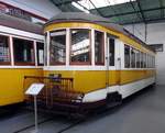 Electrico Nr.802 von Maley & Tauton Baujahr 1939 im Carris Straßenbahnmuseum in Lissabon am 03-04-2017.