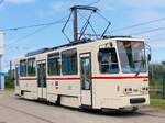 Tatra T6A2 Nummer 704 der Rostocker Straßenbahn AG im Depot12 am Tag der offenen Tür.