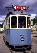 Triebwagen 39 beim Tram-Museum in Malmkping, am 07.08.1994. Diascan