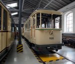 Beiwagen B 2 Nr.1135, Eigenbau von 1912, im Straßenbahnmuseum Dresden am 09.04.2016.
