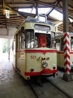 T 57 Nr.523 von VEB Gotha Baujahr 1961 im Tram Museum Halle am 20.07.2019.