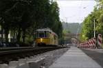 . Baustelle - Nordbahnhofstrae in Stuttgart mit GT4 Straenbahnzug whrend dem Ausbau zur Stadtbahn. 13.06.2007 (Jonas)  